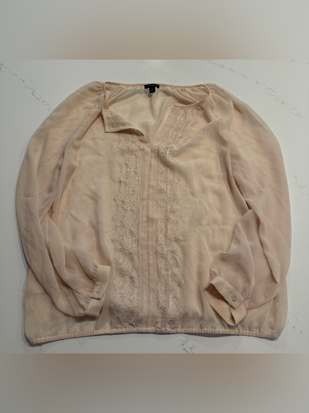Ann Taylor  Cream Sheer Peasant Blouse